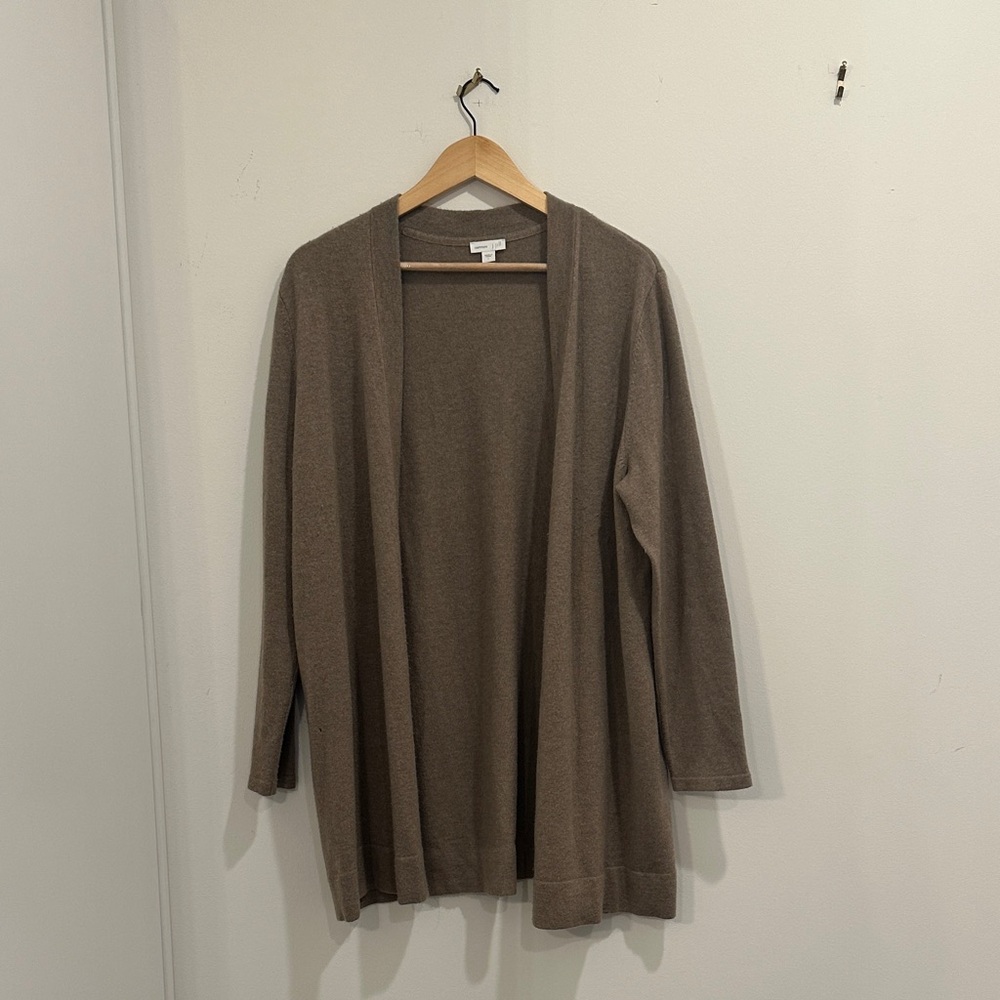 Women's J Jill Beige Open Front Sweater 100% Cashmere